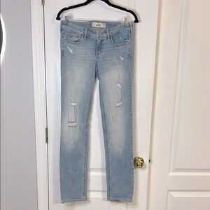 Hollister Blue Skinny Jeans Distressed Denim